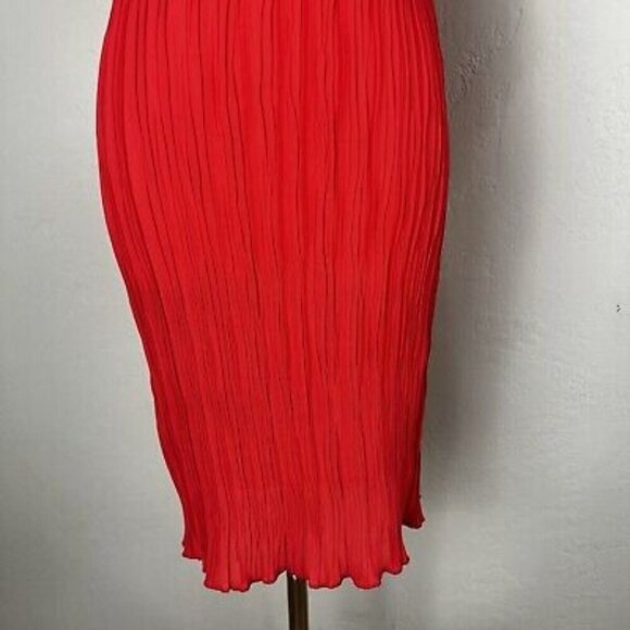 Nomia Twist Front Pleated Knee Length Chili Red One‎ Shoulder Dress Size 6 NEW - Picture 3 of 13